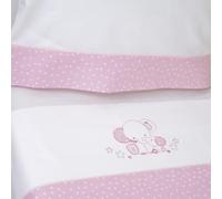 10XDIEZ Juego de sábanas Cuna 084 Blanco/Rosa (Rosa - Cuco)