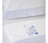10XDIEZ Juego de sábanas Cuna 121 BCO/Azul (Blanco-Azul - Cuco)