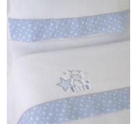 10XDIEZ Juego de sábanas Cuna coralina Jirafa 378 BCO/Azul (Azul - Cuna)