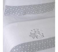 10XDIEZ Juego de sábanas Cuna coralina Jirafa 378 BCO/Gris (Gris - Cuna)