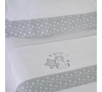 10XDIEZ Juego de sábanas Cuna Franela Jirafa 378 Blanco/Gris (Gris - Cuna)