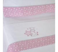 10XDIEZ Juego de sábanas Cuna Franela Jirafa 378 Blanco/Rosa (Rosa - Cuna)