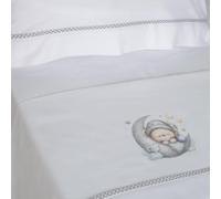 10XDIEZ Juego de Sábanas de Cuna en Coralina, 100% Poliéster, Tacto Extrasuave, para Cuna Estándar y Maxicuna - 450 Blanco Gris, Minicuna