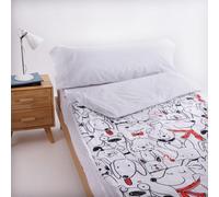 10XDIEZ Saco Nórdico Ajustable con Relleno y Cremalleras Laterales, en Algodón y Poliéster, para Camas de 80 a 105 cm - Dogs Blanco, Cama de 90cm