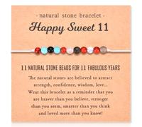 11, 12, 13, 14, 15, 16, 17, 18, 21, 30, 40, 50, 60 años, regalos de cumpleaños para niñas, mujeres, tú, perlas naturales coloridas, pulsera de cumpleaños, regalos con tarjeta de cumpleaños para, 5-11