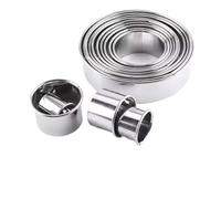 11/12PC de acero inoxidable Mousse redondo galleta cortadores de galletas DIY cortador de bolas de masa hervida profesional pastelería hornear círculo moldes de anillo conjunto(8pcs)
