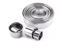 11/12PC de acero inoxidable Mousse redondo galleta cortadores de galletas DIY cortador de bolas de masa hervida profesional pastelería hornear círculo moldes de anillo conjunto(11PCS)