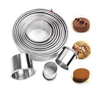 11/12PC de acero inoxidable Mousse redondo galleta cortadores de galletas DIY cortador de bolas de masa hervida profesional pastelería hornear círculo moldes de anillo conjunto(12pcs)