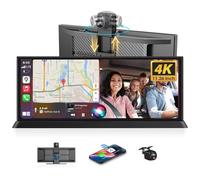 11,26 Pulgadas HD Táctil Car Play Coche, 4K Pantalla Carplay Coche con 350° Cámara Frontal Pantalla Carplay Android Auto, Car Play Co.che para Navegación GPS G-Senor Grabación en Bucle