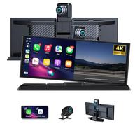 11,3 Pulgadas Pantalla Carplay Android Auto con Soporte de Pie, 350° Giratorio 4K Dashcam Portátil Carplay Coche Dual-Bluetooth Dispositivos de Navegación Siri G-oogle 64G TF Card