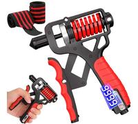 11-364 lbs Hand Grip Strengthener, Adjustable Forearm Gripper with Automatic Counter, Non-Slip Silicone Hand Exerciser Grip Strengthener for Muscle Training (red,Electronic Counter)