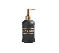 11.4oz Ceramic Soap Dispenser with Gold Plastic Pump Head Smooth Glaze Retro Design, Countertop Lotion(Noir)