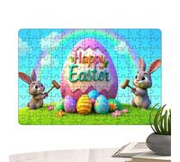 11.8x8.3 Inch Easter Puzzle with Cute Rabbit Wall Art Decor | 30x21cm Holiday Jigsaw For Adults | Finished Picture Home Living Room Accent | Festive Cartoon Bunny Hanging Display