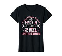 11 años 11 cumpleaños Hecho en septiembre 2011 Floral Camiseta