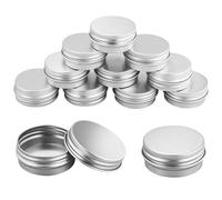 11 botes vacíos de aluminio, latas de aluminio, 15 ml, latas de crema de viaje, portátil, pequeña lata de metal, para velas, crema, cosméticos (plata)