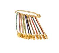 11 clips de cintura de aleación ajustables - Agarre seguro para pantalones, chales y uso al aire libre (diseño seguro para niños) Pin de cintura de aleación, Colored diamonds, como se describe