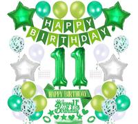 11 cumpleaños decoración niño globo 11 cumpleaños sashes Happy Birthday Banner Látex Globo Estrella Globo de papel de aluminio Decoración para tartas Decoración para tartas Niño Niña 11th Birthday