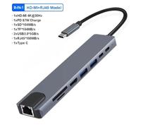 11 En 1 4K USB C 3,0 Hub Tipo C a HDMI Compatible USB 3,0 Adaptador Tipo C Hub Dock PD USB C Divisor Compatible con Pro Air(8-IN-1 rj45)