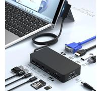 11 en 1 Triple Pantalla Surface Pro Docking Station (4K HDMI +VGA), Microsoft Surface Dock con 60W de Potencia para Surface Pro 3/4/5/6/7/8/9/X, Surface Laptop 4/3/2/1, Surface Book 3/2/1