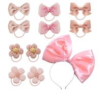 11 gomas elásticas rosas para niños, lindas diademas con lazo, accesorios para el pelo, accesorios para el cabello con flores