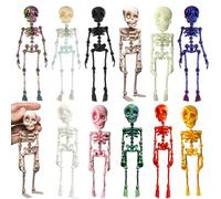 11 imanes de esqueleto articulado impreso en 3D, mini esqueleto magnético con articulaciones móviles, interesante calavera humana multicolor magnética para decoración de Halloween