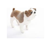 11 Inch Bulldog Realistic Stuffed Animal for Boys and Girls, White Bulldog Plush Toy with Berets Cap