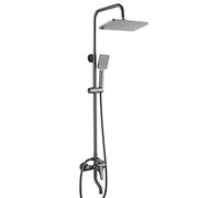 11 Inch Rain Shower Head with Handheld Spray Shower Faucets Sets High Pressure Bathroom Shower Trim Kit with Shelf, Grey