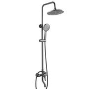 11 Inch Rain Shower Head with Handheld Spray Shower Faucets Sets High Pressure Bathroom Shower Trim Kit with Shelf, Grey