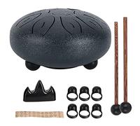 11 Kit de tambor de lengua de acero, instrumento de percuso de mano, sonido sánscrito de preocupación etérea con estructura de acero al carbono, incluye tambor, libro de música