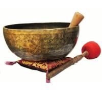 11 "Mejores Meditación Mantra tallada cuenco tibetano, grabado arte tibetano cantando Bowl con tambor, cojines y mazo, cuencos de Tíbet