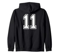 11 Number Eleven Team Sports Diseño gráfico a juego Varsity Sudadera con Capucha
