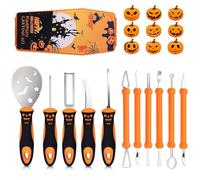 11 Pcs kit de calabaza tallado de halloween,pumpkin carving kit con Caja de Almacenamiento,Completo Kit Calabaza Halloween para DIY y Decoración Creativa de Halloween,Apto para adultos y niños.
