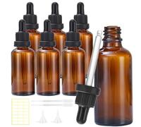 11 Piezas 30ml Ambar Frasco Cuentagotas Cristal, 6 Piezas Frasco Cuentagotas con 2 Embudo 2 Pipeta 1 Pegatina,Frascos de Vidrio marrón,para Aceites Esenciales,Aromaterapia,Colorantes Líquidos