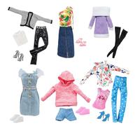 11 piezas de ropa de muñeca y accesorios para muñeca de 11.5 pulgadas. Incluye 1 traje de pata de gallo, 1 conjunto de falda de mezclilla, 1 vestido, 1 conjunto de sudadera, 1 suéter de moda, 1