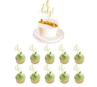 11 Piezas Decoración para Tartas Oh Baby, Oh Baby Cake Toppers de Acrílico, Doble Cara con Purpurina para Cumpleaños, Fiestas, Bodas, San Valentín, Cake Topper Baby Shower(Oro)