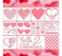 11 Piezas Día de San Valentín Stencil, Valentín Dibujo Plantillas de Pintura para San Valentín Pintura sobre madera Sobres DIY Artesanía Decoración Suministros（20x20cm）