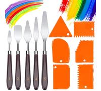 11 Piezas Espatulas Pintura Acrilica Set, 5 Cuchillos de Paleta de Acero Inoxidable+6 Cuchillos Rascadores,Raspador para Arte,Mixto Pintura Espatulas Aceite,espátula de color