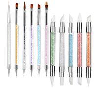 11 Piezas Gel Uñas Pinceles,Pincel Acrilico Uñas,Doble Punta Pinceles Set,Pinceles Para Uñas,Pintura Dibujo LíNea Herramienta para Desenho Fino Das,DIY Nail Art Designs