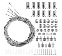 11 Piezas Kit de Suspensión Cable Acero de 1,5 mm x 1 m, Cable de Acero Inoxidable Ajustable Fijación para Suspensión de Cuerda Lámparas LED, Paneles de Techo Colgantes