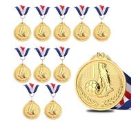 11 Piezas Medallas Oro Plástico, Medallas Niños, Medalla Oro Metal, para Ganar Torneos Fútbol y como Regalo Niños(Fútbol)