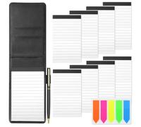 11 Piezas Mini Bloc de Notas A7 Set, SHAIDOJIO Negro de Cuero PU Cuaderno Pequeñode con 50 Hojas Rayadas, Mini Libreta con 8 Blocs de Notas de Repuesto, 1 Metal Bolígrafo y 100 Etiqueta índice