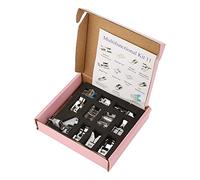 11 Piezas Pies Prensatelas Máquina de Coser Multifuncional, Accesorios Metálicos Plateados - Alta Durabilidad, Resistencia a la Corrosión, Compatible con Máquinas Domésticas (Juego de Caja Rosa de 11