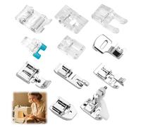 11 Piezas Prensatelas Maquina Coser, Prensatelas Multifuncional Universales para Máquinas Coser Domésticas Pies Gran Variedad para Dobladillo Cremallera Botones o Satén de Singer Privileg Brother
