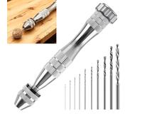 11 piezas Taladro de Mano Mini, Taladro Manual de Precisión con 10 Brocas Helicoidales 0,8-3,0 mm, Rotatorio Portátil para Bricolaje Modelismo Joyería Artesanal Madera Resina Cuentas Ámbar Acrílico