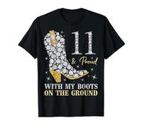 11 & Proud with My Boots On The Ground 11 Años Cumpleaños Camiseta