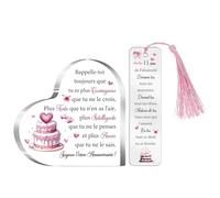 11º regalo de cumpleaños de 11 años para ella, placa acrílica, marcadores, conjunto de 2 piezas, 11ª Inspirador de corazón, paneles de escritorio, marcapáginas, niña, novias, prima, sobrina hermana