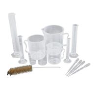 11 vasos graduados de 10 ml, 25 ml, 50 ml, 100 ml, 50 ml, 100 ml, 250 ml, 500 ml, 1000 ml, juego de pipetas con juego de cilindro graduado de cepillo