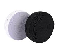 11 Yardas de 3/4 Pulgadas Bandas Elástica Elástico de Carrete Banda de Costura Cuerda Elástica Plana con Ojal, 2 Paquetes (5.5 Yardas de Blanco y 5.5 Yardas de Negro)