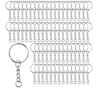 110 anillos divididos de 25 mm con cadena, anillos de llaves para hacer tú mismo, cadenas para manualidades, joyas, accesorios (plateado)
