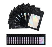110 bolsas de Mylar de color negro, con cremallera, reutilizables, con ventana frontal, para pequeñas empresas, para guardar caramelos, galletas, joyas (7 x 10 cm, negro)